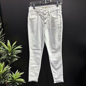 Madewell 10” High Rise skinny jeans,five pocket, button fly,frayed hemline